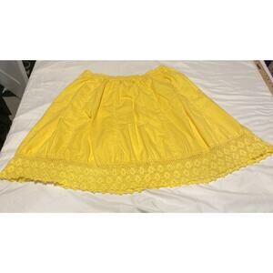 PROVOGUE Women’s S Yellow Cotton skirt Knee Length Crochet VTG Cottagecore